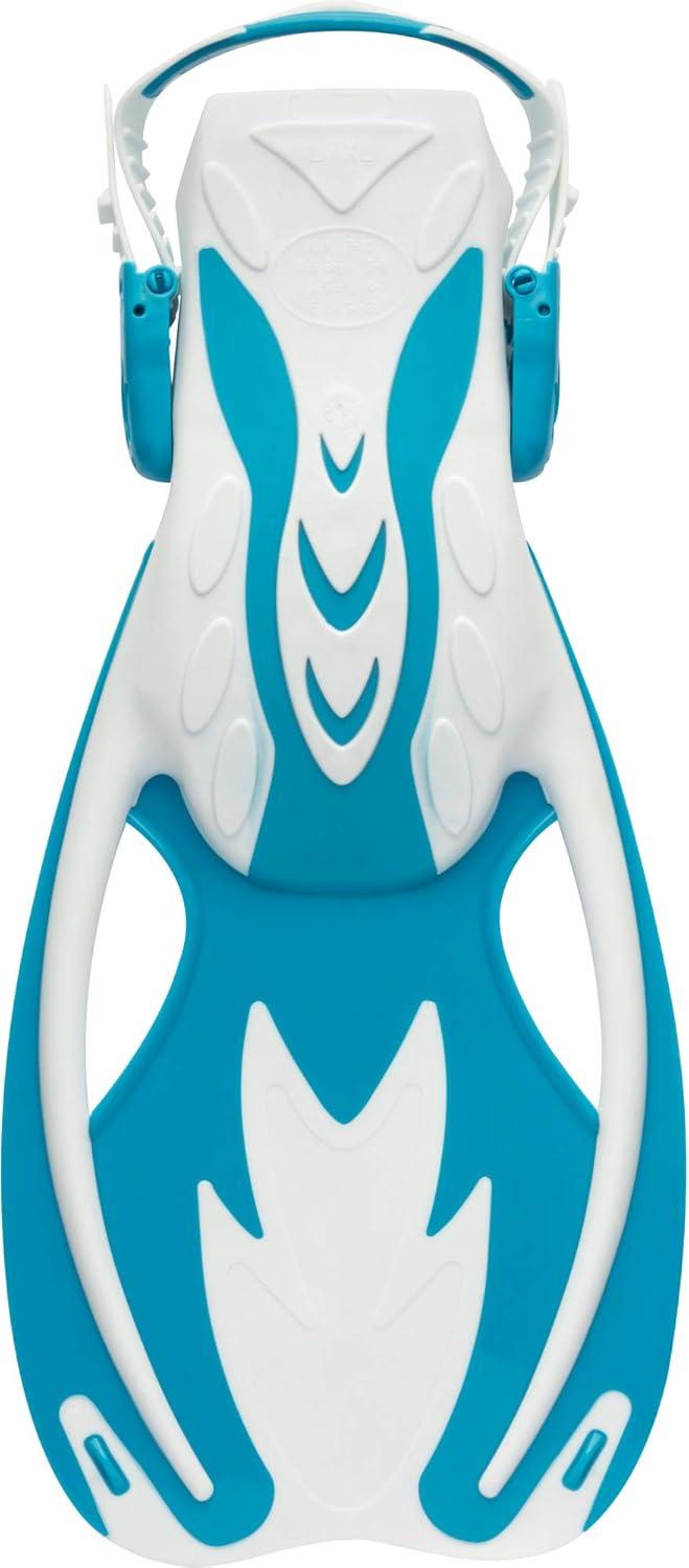 imageCressi Rocks Fins Kids Open Heel Short Fins with Adjustable Straps for Snorkeling and Swimming Quality Since 1946WhiteLight Blue