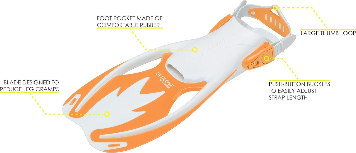 imageCressi Rocks Fins Kids Open Heel Short Fins with Adjustable Straps for Snorkeling and Swimming Quality Since 1946WhiteOrange