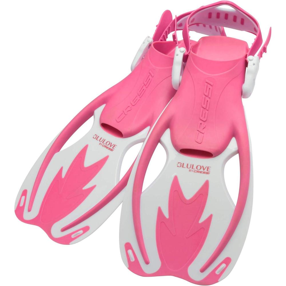 imageCressi Rocks Fins Kids Open Heel Short Fins with Adjustable Straps for Snorkeling and Swimming Quality Since 1946PinkWhite