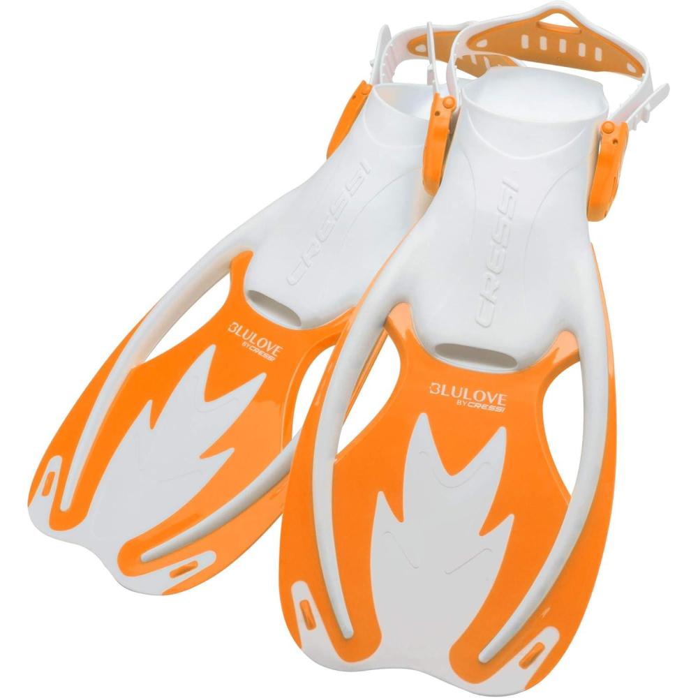 imageCressi Rocks Fins Kids Open Heel Short Fins with Adjustable Straps for Snorkeling and Swimming Quality Since 1946WhiteOrange