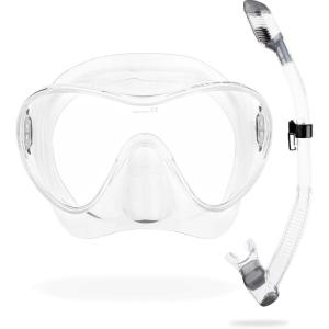 imageCressi F1 ampamp Supernova Dry Mask ampamp Snorkel KitsClearSilver