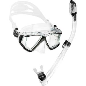 imageCressi Panoramic Wide View Mask ampamp Dry Snorkel Kit for Snorkeling Scuba Diving  Pano 4 ampamp Supernova Dry Designed in ItalyClearBlack