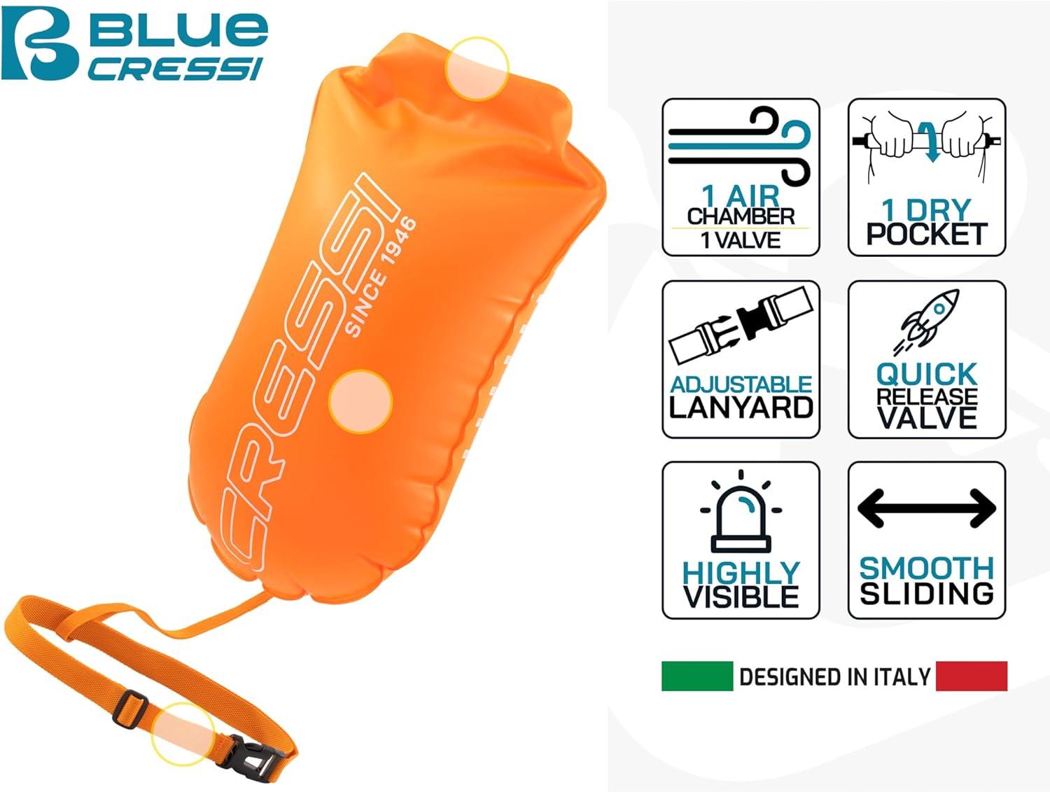 imageCressi Glide High Visibility Safety Buoy for Swimmers  Lightweight Highly Visible and Easy Setup  Glide Swim Buoy by Cressi