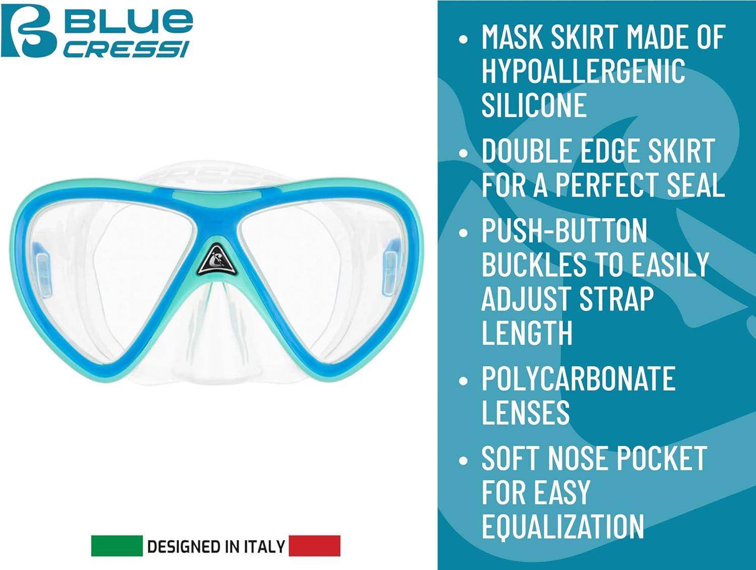 imageCressi Mini Peg ampamp Mini Island Mask ampamp Snorkel KitsAqua GreenBlue