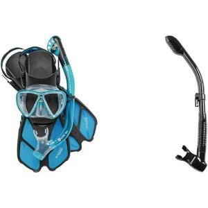 imageCressi Bonete Pro Dry Set Translucent Aquamarine SM Mask Fins ampamp Bag Plus Cressi Supernova Dry BlackBlack Snorkel