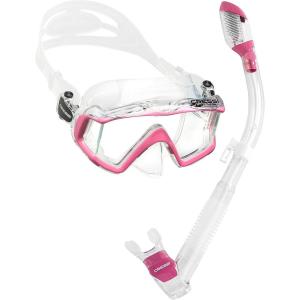 imageCressi Panoramic Wide View Mask ampamp Dry Snorkel Kit for Snorkeling Scuba Diving  Pano 3 ampamp Supernova Dry Designed in ItalyClearPink