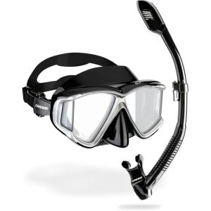 image:imageCressi Panoramic Wide View Mask ampamp Dry Snorkel Kit for Snorkeling Scuba Diving  Pano 4 ampamp Supernova Dry Designed in ItalyBlackSilver