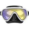 image:imageCressi Compact MonoLens Diving Mask for Narrow Faces with UV420 Coated Lens for Eye Protection Honey  Designed in ItalyBlackWhite  UV 420 yellowblue lens