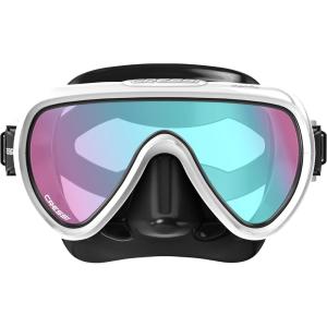 image:imageCressi Compact MonoLens Diving Mask for Narrow Faces with UV420 Coated Lens for Eye Protection Honey  Designed in ItalyBlackWhite  UV 420 blueorange lens