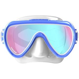 image:imageCressi Compact MonoLens Diving Mask for Narrow Faces with UV420 Coated Lens for Eye Protection Honey  Designed in ItalyWhiteLilac  UV 420 blueorange lens