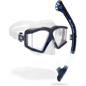 image:imageCressi Panoramic Diving Mask and Snorkel Kit  Wide View  Top Dry System Snorkel  Horizon amp Scilla  Designed in ItalyClearNavy