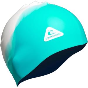image:imageCressi Adult Silicone Swim Cap  Colorful Soft Elastic Chlorine Resistant  Swift Designed in ItalyWhiteAqua Green