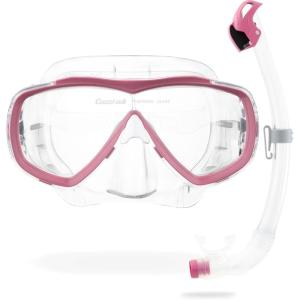 image:imageCressi Adult Snorkeling Mask  Snorkel Set  Soft MonoLens Mask  Dry Top Snorkel  Estrella amp Seal Dry Made in ItalyClearPink