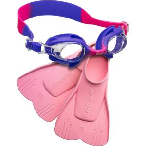 image:imageCressi Kids Goggles and Fins Set for Swimming  Comfortable Silicone Goggles  Floating Fins  Seahorse amp Mini Light Designed in ItalyPurplePink
