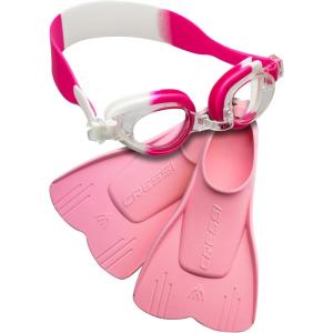 image:imageCressi Kids Goggles and Fins Set for Swimming  Comfortable Silicone Goggles  Floating Fins  Starfish amp Mini Light Designed in ItalyWhitePink