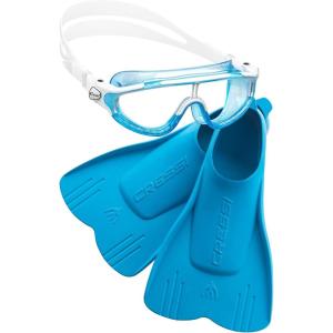 image:imageKids Mask and Fins Set for Swimming  Comfortable Silicone Goggles  Floating Fins  Baloo amp Mini Light Designed in Italy by CressiAzure