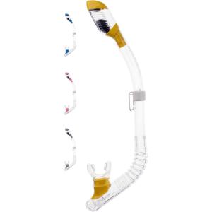 image:imageCressi Youth DryTop Snorkel  SplashGuard and Closing Valve on Top Silicone Mouthpiece QuickRelease Keeper  Designed in ItalyClearYellow