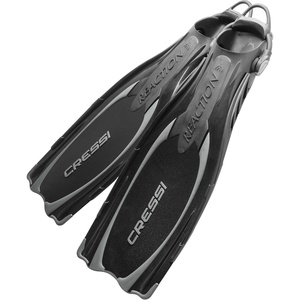image:imageCressi Scuba Diving Fins  Reactive Open Heel with Bungee Strap  Reaction EBS Made in ItalyBlackSilver D