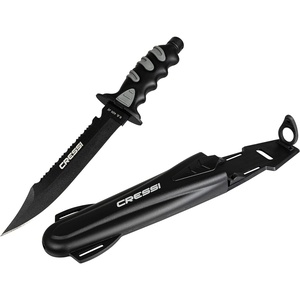 image:imageCressi Large Big Knife with Sheath  Black Coating Tempered AISI 420 Japanese Staineless Steel Blade  Giant Designed in Italy