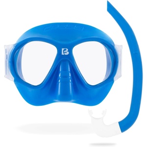 image:imageCressi Since 1946  Nautilus Combo Kid  Mask Brezzy Polycarbonate Lenses  TPR Snorkel Mini Vibe Silicone Mouthpiece Snorkelling Swimming Water Surface  Ice Shark  One Size  Children