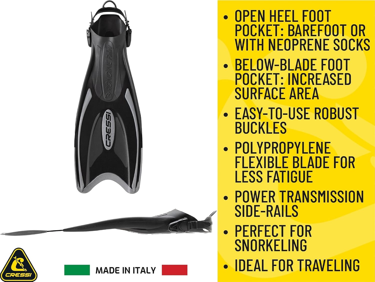 image:imageCressi Snorkeling Fins Palau Adjustable Open Heel Travel Fins for AdultsMulti Colored
