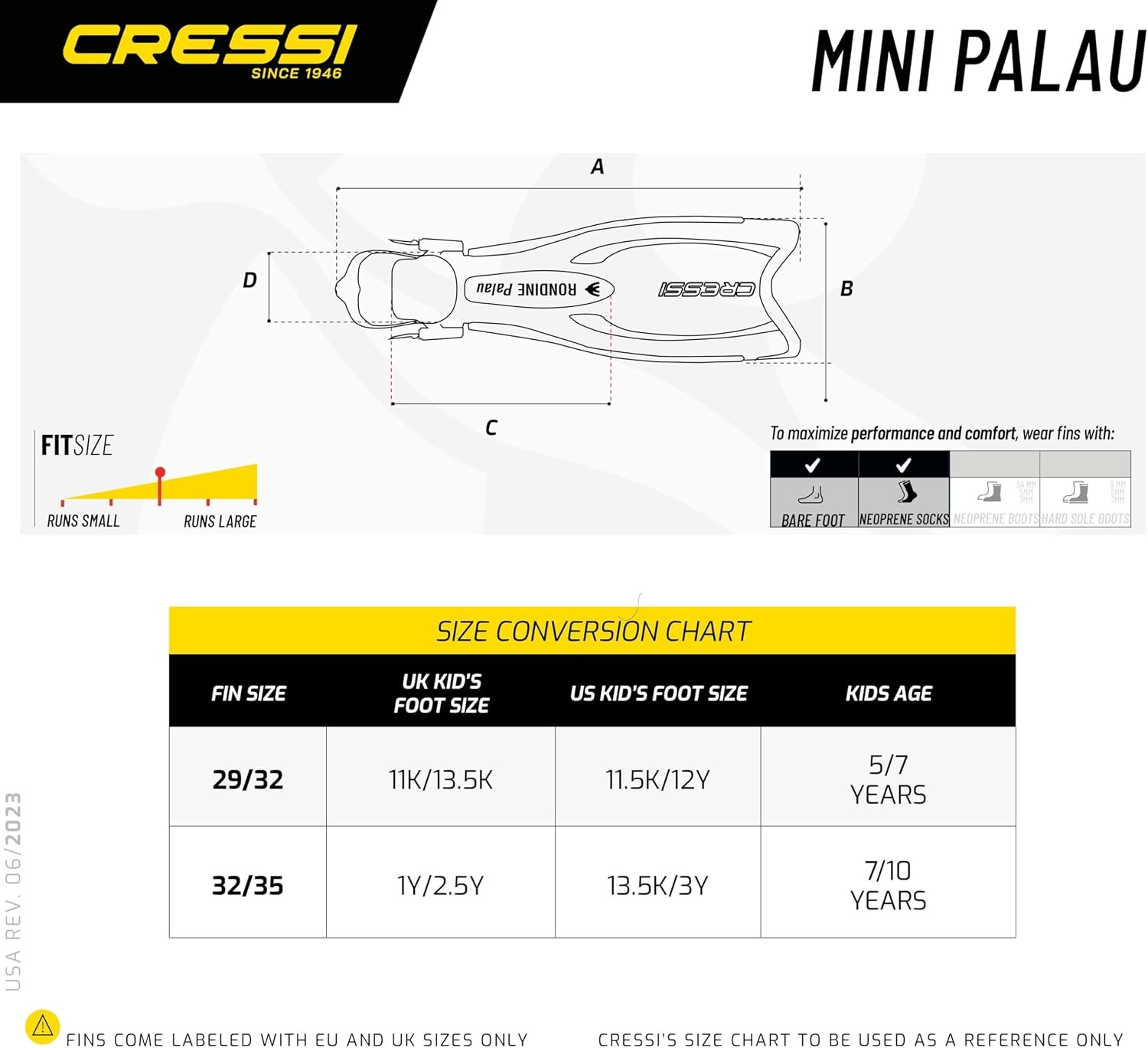 image:imageCressi Snorkeling Fins Palau Adjustable Open Heel Travel Fins for AdultsMulti Colored