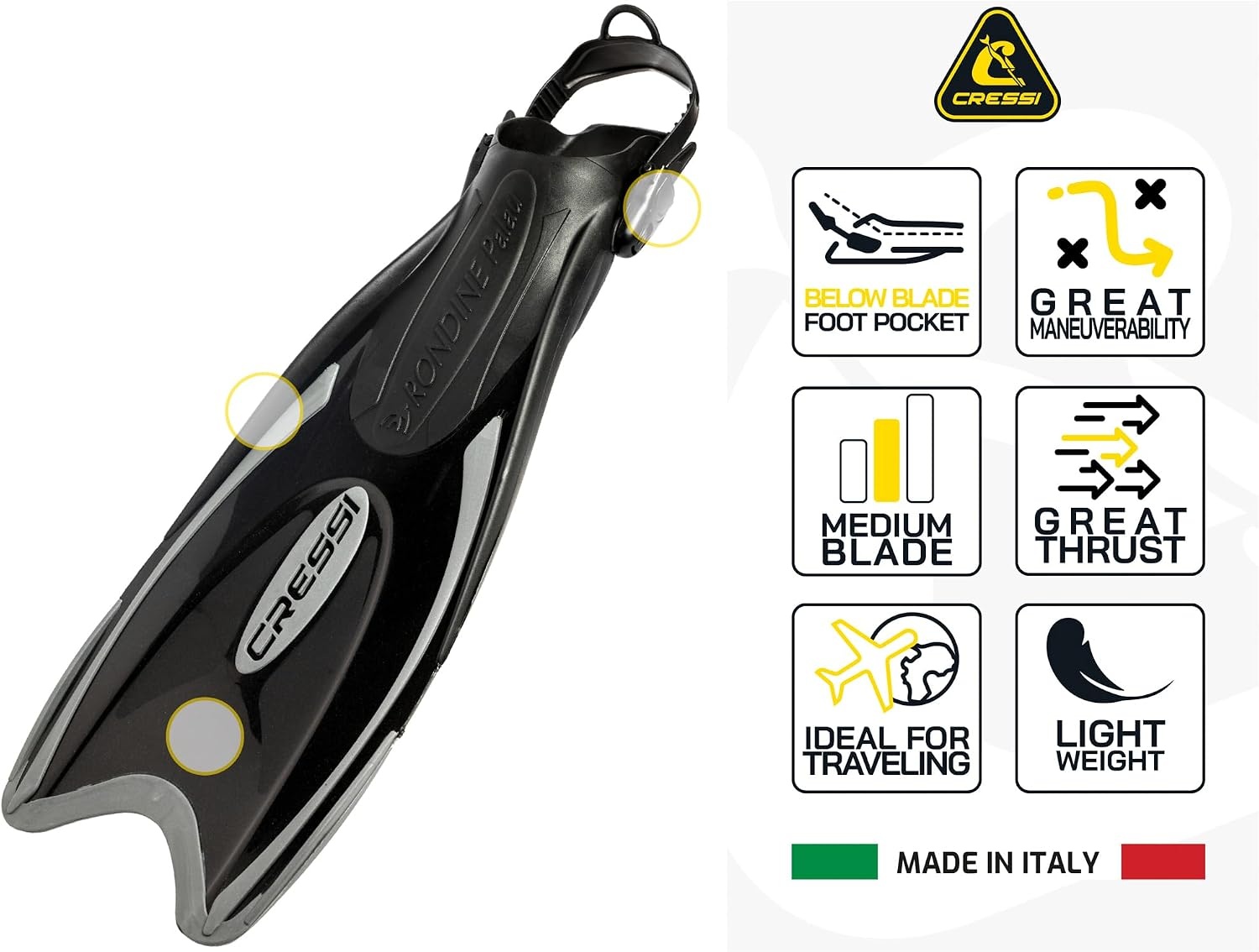 image:imageCressi Snorkeling Fins Palau Adjustable Open Heel Travel Fins for AdultsMulti Colored