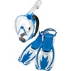 image:imageCressi Junior Snorkeling Kit for Kids Aged 6 to 12  Full Face Mask  Adjustable Fins  Lightweight Colorful Equipment  Baron Jr amp Rocks Set Designed in ItalyBlueWhite