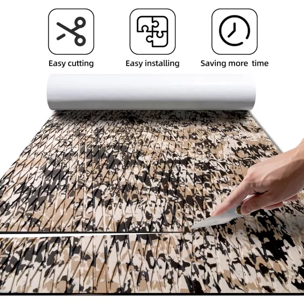 Boat Flooring EVA Foam Boat Decking Camo Marine Flooring Self-Adhesive Boat Mat Boat Carpet for Motorboat RV Yacht Kayak Surfboard 94.5" x 47.2"/23.6"/15.7"