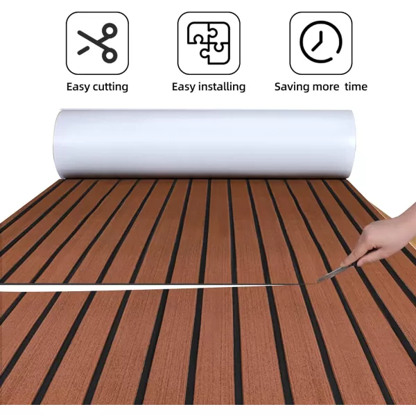 Boat Flooring EVA Foam Boat Decking Faux Teak Marine Flooring Boat Mat Boat Carpet Sheet for Motorboat RV Yacht Kayak Surfboard, 94.5"x 47.2"/35.4"/23.6"/15.7"