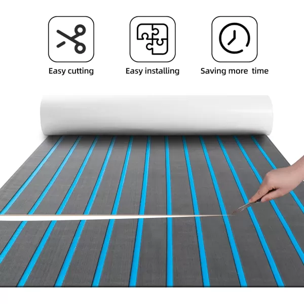 Boat Flooring EVA Foam Boat Decking Faux Teak Marine Flooring Boat Mat Boat Carpet Sheet for Motorboat RV Yacht Kayak Surfboard, 94.5"x 47.2"/35.4"/23.6"/15.7"