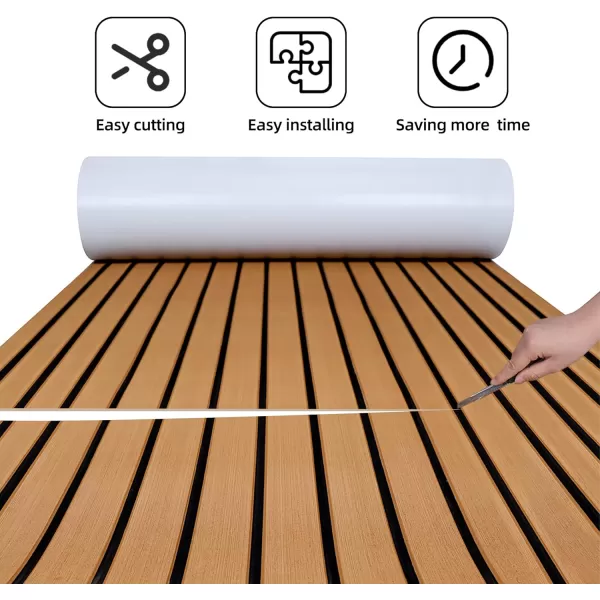 Boat Flooring EVA Foam Boat Decking Faux Teak Marine Flooring Boat Mat Boat Carpet Sheet for Motorboat RV Yacht Kayak Surfboard, 94.5"x 47.2"/35.4"/23.6"/15.7"