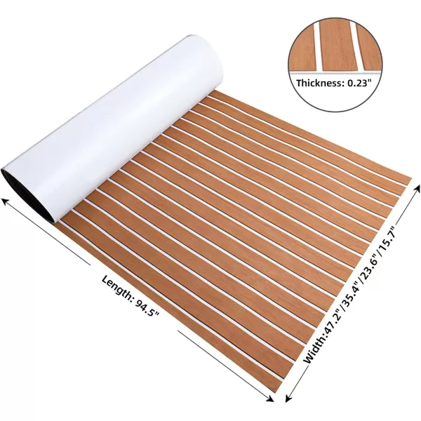 Boat Flooring EVA Foam Boat Decking Faux Teak Marine Flooring Boat Mat Boat Carpet Sheet for Motorboat RV Yacht Kayak Surfboard, 94.5"x 47.2"/35.4"/23.6"/15.7"