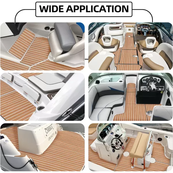 Boat Flooring EVA Foam Boat Decking Faux Teak Marine Flooring Boat Mat Boat Carpet Sheet for Motorboat RV Yacht Kayak Surfboard, 94.5"x 47.2"/35.4"/23.6"/15.7"