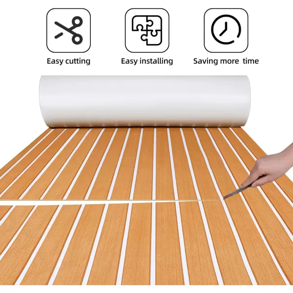 Boat Flooring EVA Foam Boat Decking Faux Teak Marine Flooring Boat Mat Boat Carpet Sheet for Motorboat RV Yacht Kayak Surfboard, 94.5"x 47.2"/35.4"/23.6"/15.7"