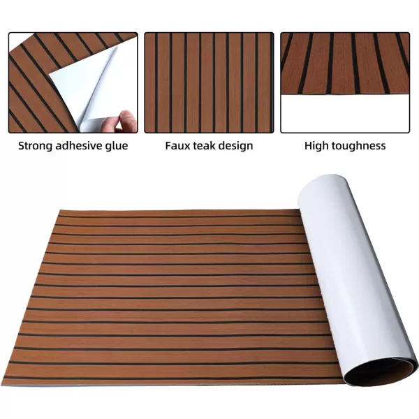 Boat Flooring EVA Foam Boat Decking Faux Teak Marine Flooring Boat Mat Boat Carpet Sheet for Motorboat RV Yacht Kayak Surfboard, 94.5"x 47.2"/35.4"/23.6"/15.7"