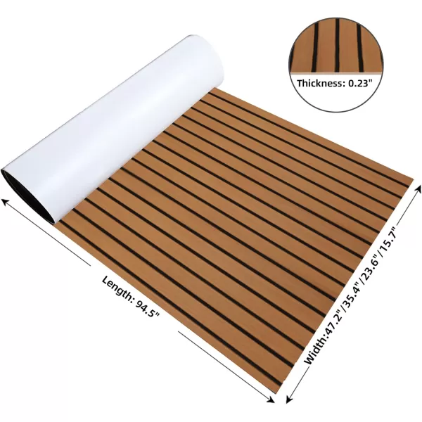 Boat Flooring EVA Foam Boat Decking Faux Teak Marine Flooring Boat Mat Boat Carpet Sheet for Motorboat RV Yacht Kayak Surfboard, 94.5"x 47.2"/35.4"/23.6"/15.7"