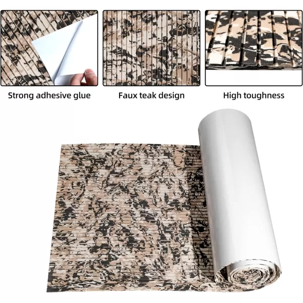 Boat Flooring EVA Foam Boat Decking Marine Flooring Camo Brushed Non-Slip Self-Adhesive Boat Carpet for Motorboat Yacht Kayak RV Swimming Pool 94.5" x47.2"/ 23.6"/15.7"