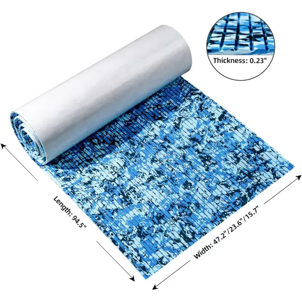 Boat Flooring EVA Foam Boat Decking Marine Flooring Camo Brushed Non-Slip Self-Adhesive Boat Carpet for Motorboat Yacht Kayak RV Swimming Pool 94.5" x47.2"/ 23.6"/15.7"