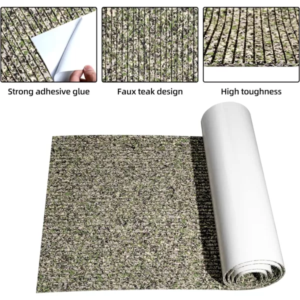 Boat Flooring EVA Foam Boat Decking Marine Flooring Camo Brushed Non-Slip Self-Adhesive Boat Carpet for Motorboat Yacht Kayak RV Swimming Pool 94.5" x47.2"/ 23.6"/15.7"