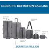 imageSCUBAPRO Definition Roll 130 Wheeled Duffle Dive Bag with Adjustable Backpack Straps and Top and Side Handles for Scuba Diving Gear Premium Recycled TwoTone Gray Fabric