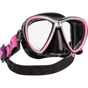 imageSCUBAPRO Synergy Twin Trufit Scuba Mask with Dual Lens and Comfort Strap for Diving BlackPinkSilver