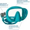 imageSCUBAPRO Ghost Scuba Dive Mask LowVolume Frameless Design wUltra Clear Single Lens Silicone Skirt and EasyAdjust Strap Buckles Turquoise