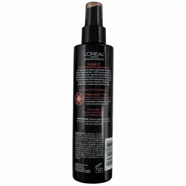 L'Oréal Paris Advanced Hairstyle Sleek It Iron Straight Heat Spray, 5.7 Ounce)