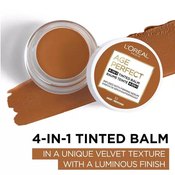 L'Oreal Paris Age Perfect 4-in-1 Tinted Face Balm Foundation with Firming Serum, Light 20, 0.63 Ounce