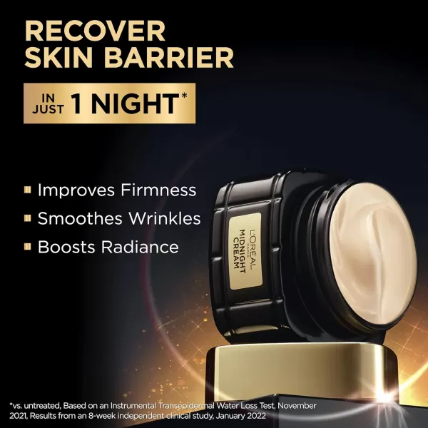 L'Oreal Paris Age Perfect Anti-Aging Midnight Face Serum 1 oz + Midnight Cream 1.7 oz, Smooths Wrinkles &amp; Firms Skin + Eye Cream &amp; Serum Sample