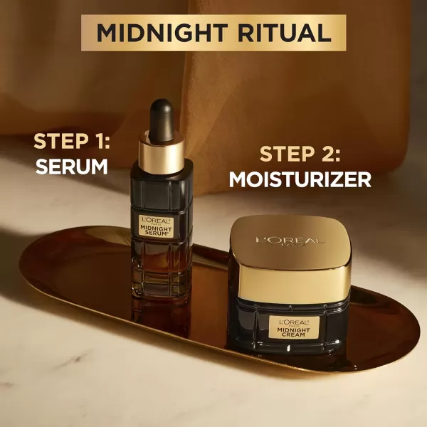 L'Oreal Paris Age Perfect Anti-Aging Midnight Face Serum 1 oz + Midnight Cream 1.7 oz, Smooths Wrinkles &amp; Firms Skin + Eye Cream &amp; Serum Sample
