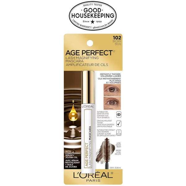 L’Oréal Paris Age Perfect Lash Magnifying Mascara, Brown, 0.28 Ounce