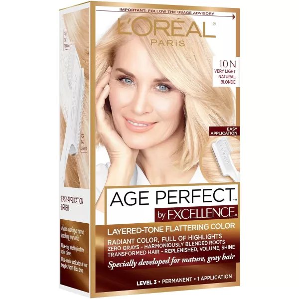 L'Oreal Paris Age Perfect Permanent Hair Color, 9N Light Natural Blonde, 1 kit