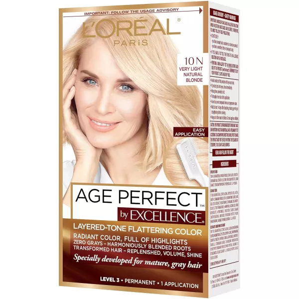 L'Oreal Paris Age Perfect Permanent Hair Color, 9N Light Natural Blonde, 1 kit